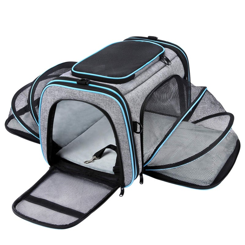 MASKEYON Airline Approved Pet Carrier, Large Soft Sided Pet Travel TSA Carrier 4 Sides Expandable Cat Collapsible Carriers with Removable Fleece Pad and Pockets for Cats Dogs and Small Animals - Image 1